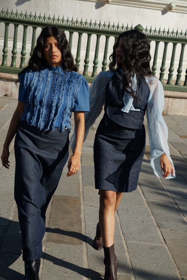 Flora Blue Organza Sleeves