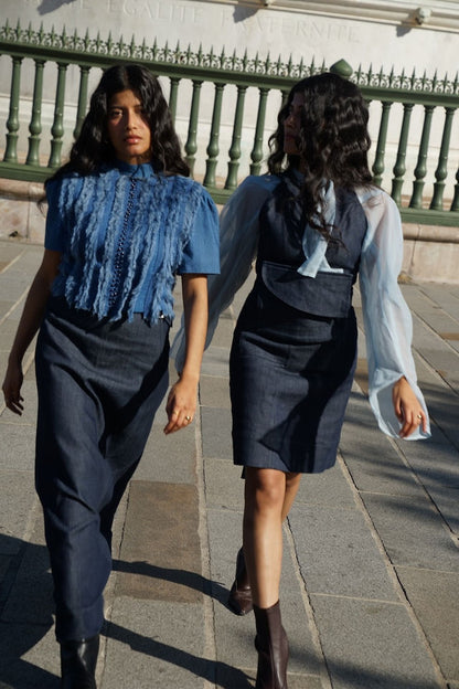 Flora Blue Organza Sleeves