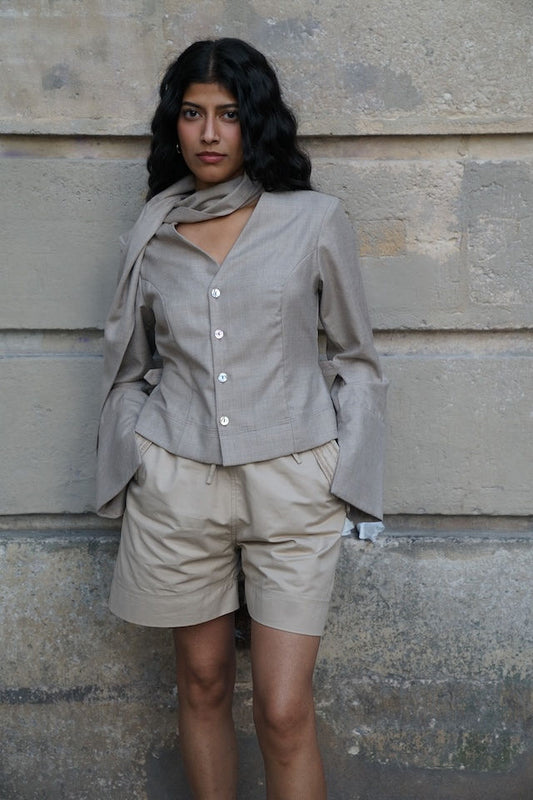 Jane Scarf Blazer - Beige