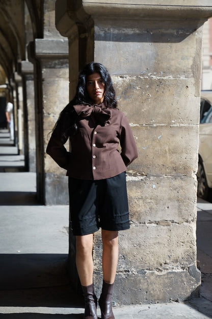 Jane Scarf Blazer — Brown